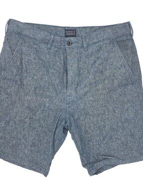 Levi Strauss Chino Shorts Mens 34x9" Blue Heathered Cotton Linen Blend Chambray